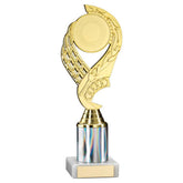 GOLD/SILVER 'OLYMPIC' HOLDER ASSEMBLED ON MARBLE (2" CEN/2" TUBE) - 9in
